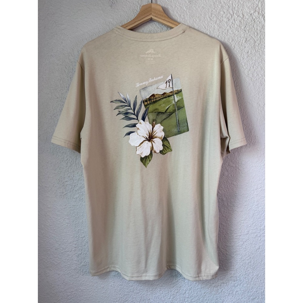 NWT Tommy Bahama Mens Tan Beige Golf Graphic T-Shirt Short Sleeve Cotton Medium - Picture 5 of 5